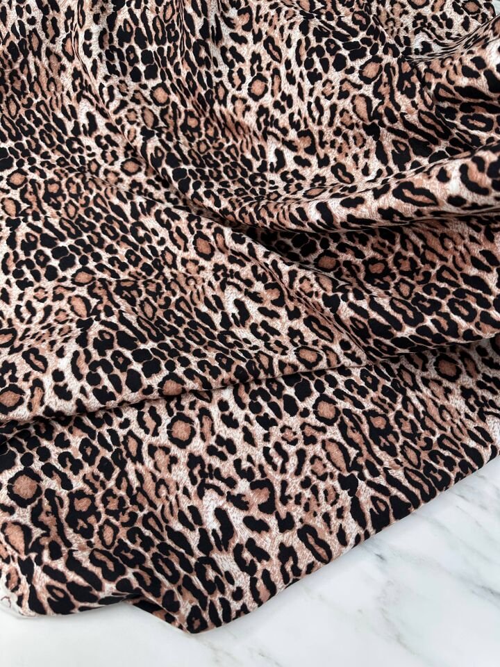 Leopar Desen Yüzde Yüz Viskon Elbise Gömlek Etek Şalvar