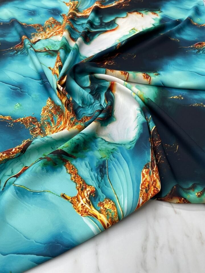 Delaha Desen İpek Saten Kumaş Elbise Etek Gömlek Şalvar