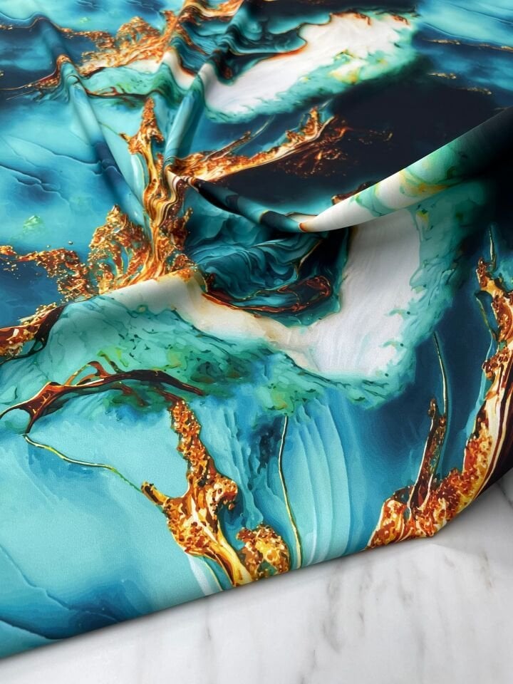 Delaha Desen İpek Saten Kumaş Elbise Etek Gömlek Şalvar