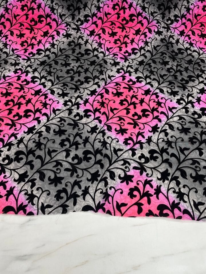 Desenli Kabartma Flok Elbiselik Abiyelik Şifon Kumaş