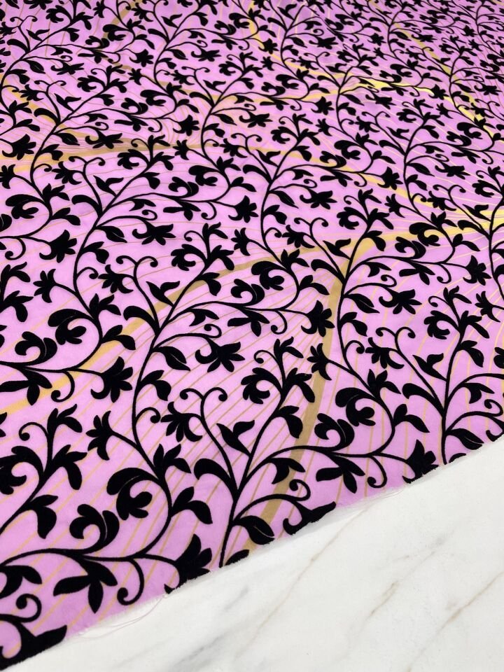 Desenli Kabartma Flok Elbiselik Abiyelik Şifon Kumaş