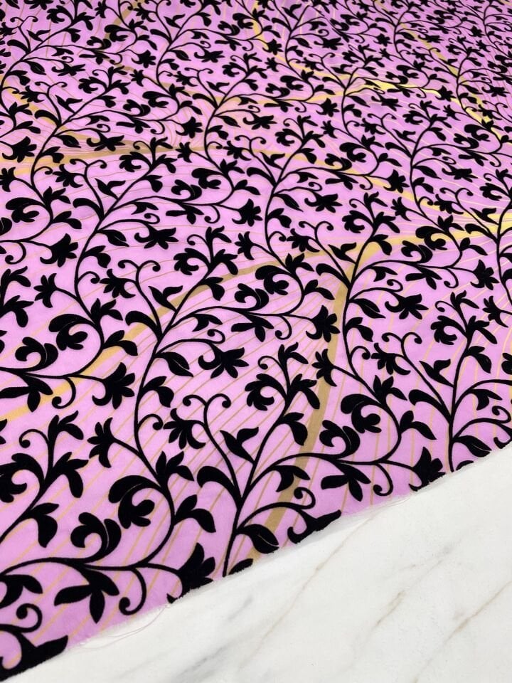 Desenli Kabartma Flok Elbiselik Abiyelik Şifon Kumaş