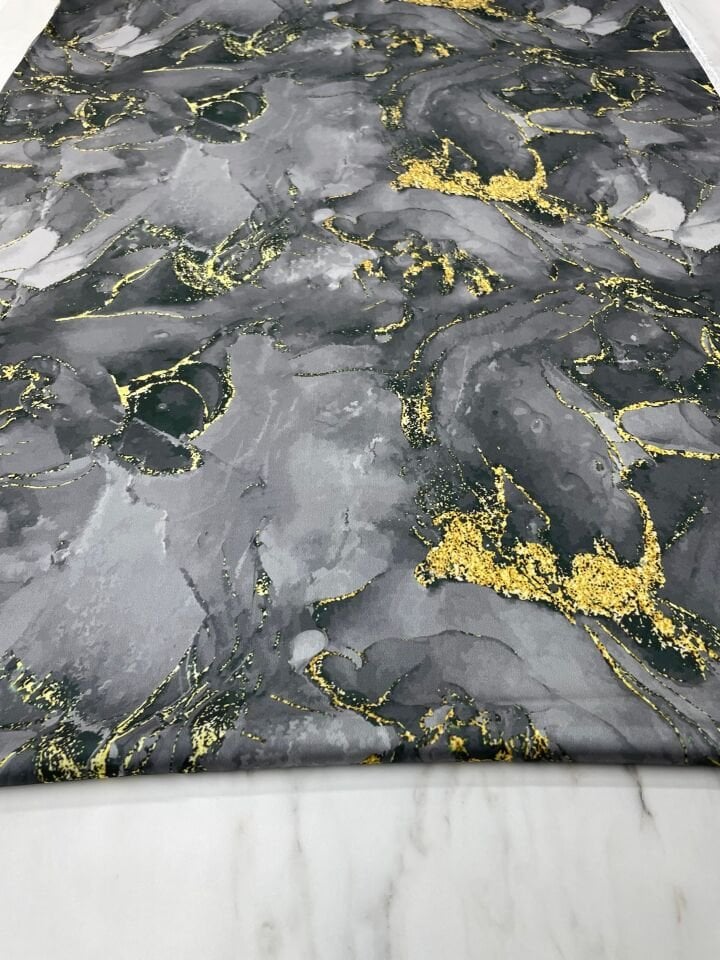 Koyu Gri Mermer Desen Elbiselik Gömleklik Tivil Saten Kumaş