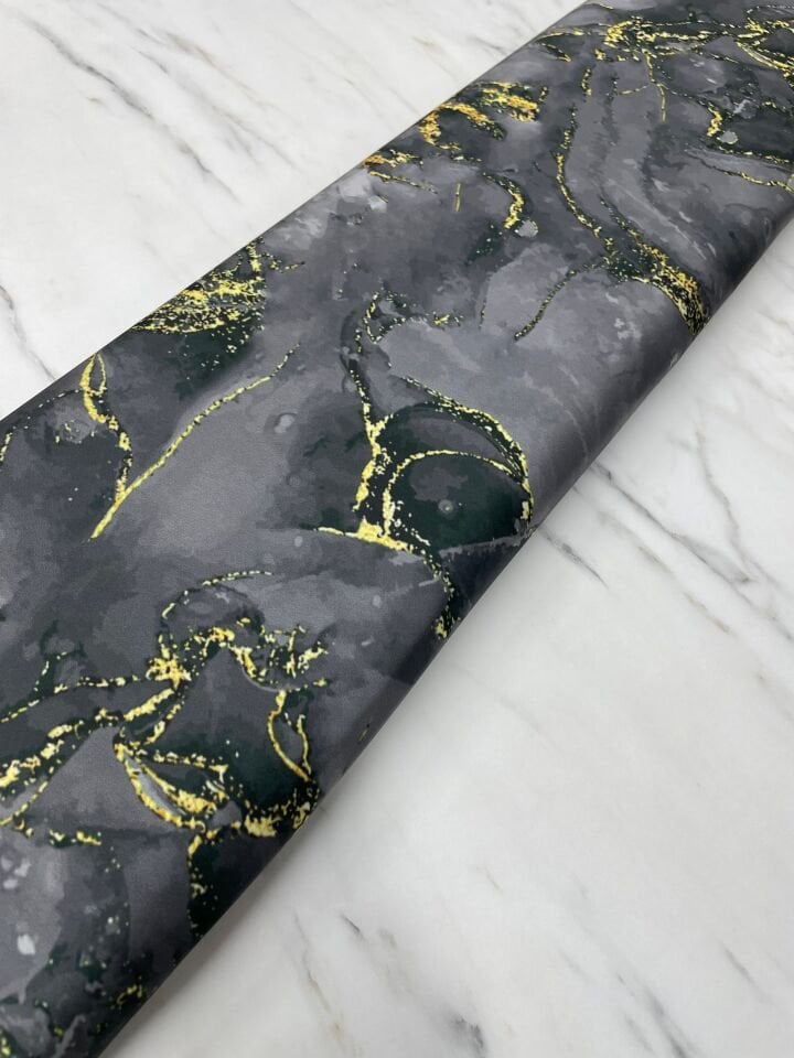 Koyu Gri Mermer Desen Elbiselik Gömleklik Tivil Saten Kumaş