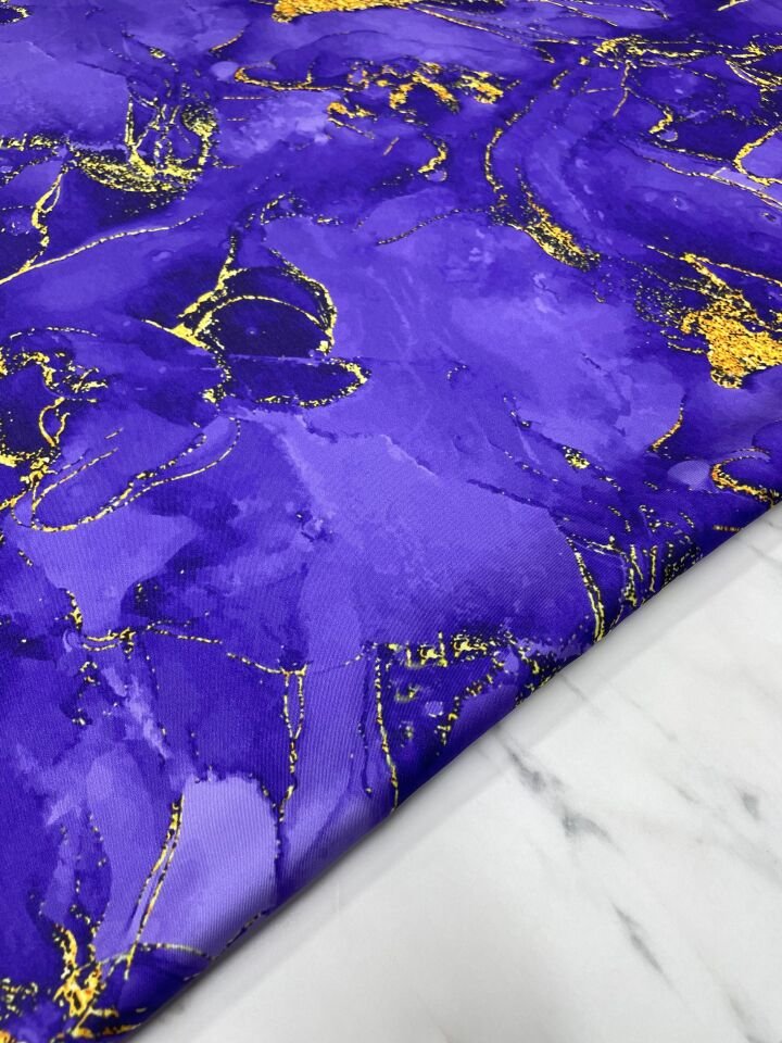 Mor Mermer Desen Elbiselik Gömleklik Tivil Saten Kumaş
