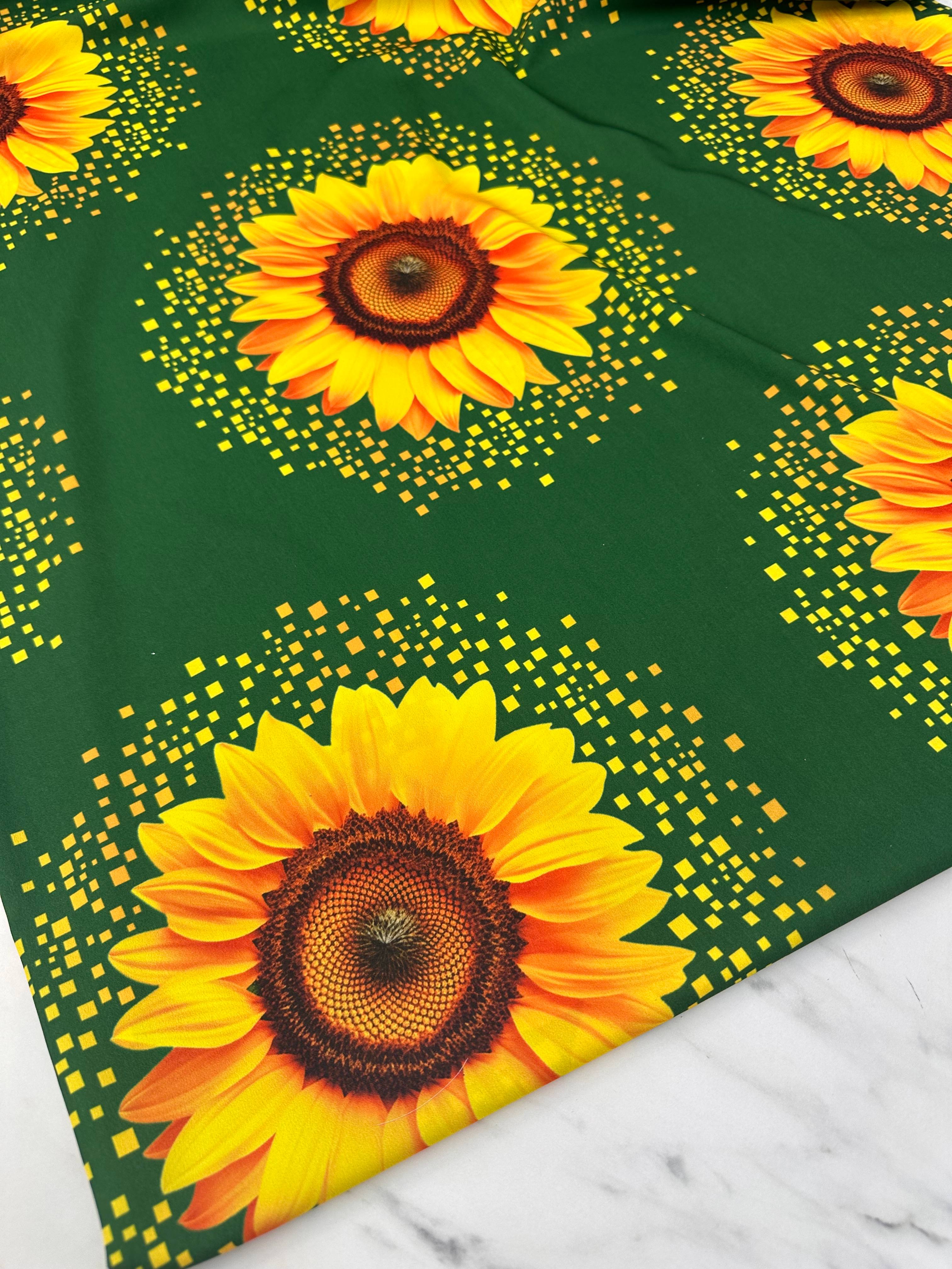 Ay Çiçegi Desen Dijital Basakı Krep Elbise Gömlek Etek Şalvar