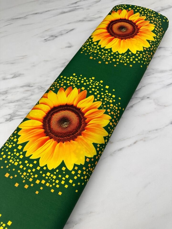 Ay Çiçegi Desen Dijital Basakı Krep Elbise Gömlek Etek Şalvar