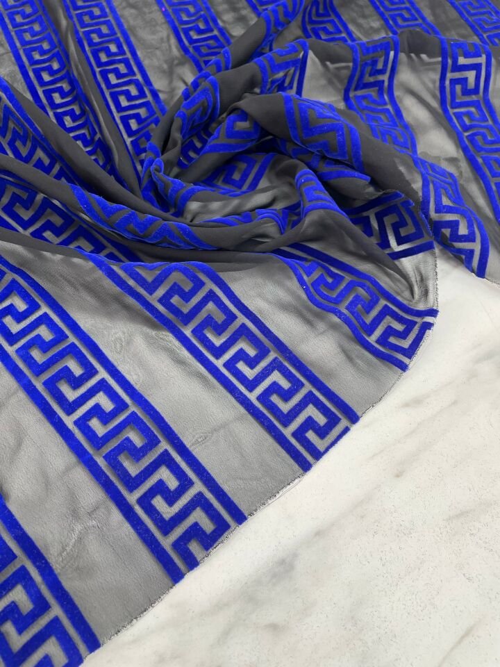 Desenli Kabartma Flok Elbiselik Abiyelik Şifon Kumaş