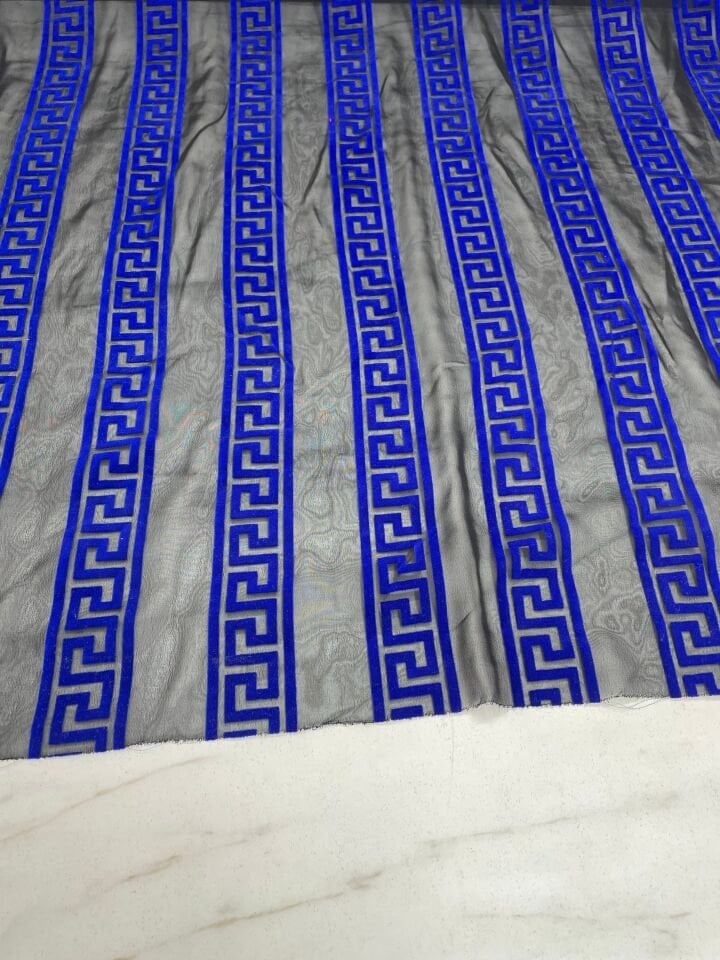 Desenli Kabartma Flok Elbiselik Abiyelik Şifon Kumaş
