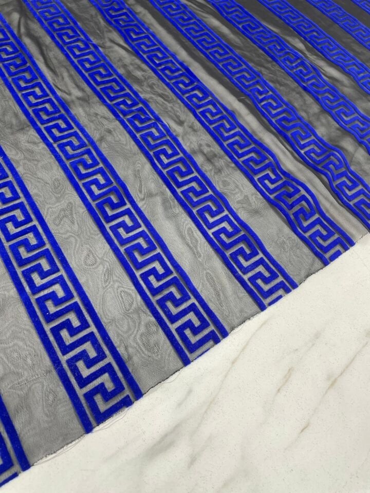 Desenli Kabartma Flok Elbiselik Abiyelik Şifon Kumaş