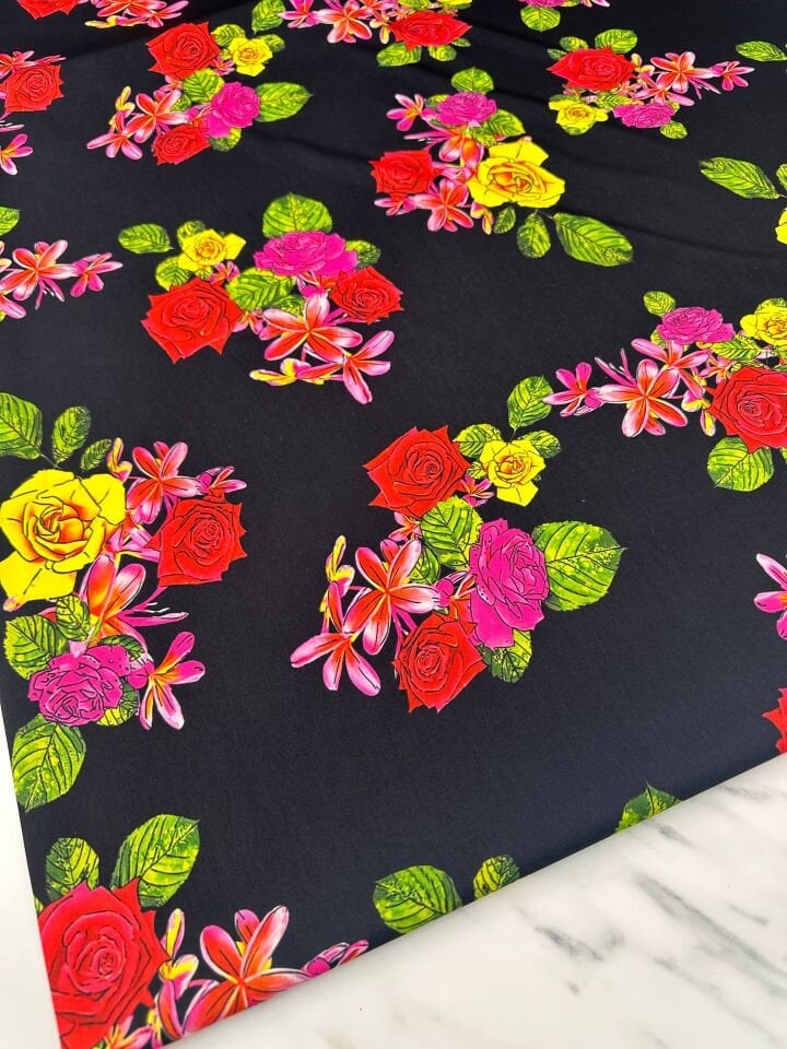 Çiçek Bahçesi Desen Dijital Baskı Elbise Etek Gömlek Şalvar