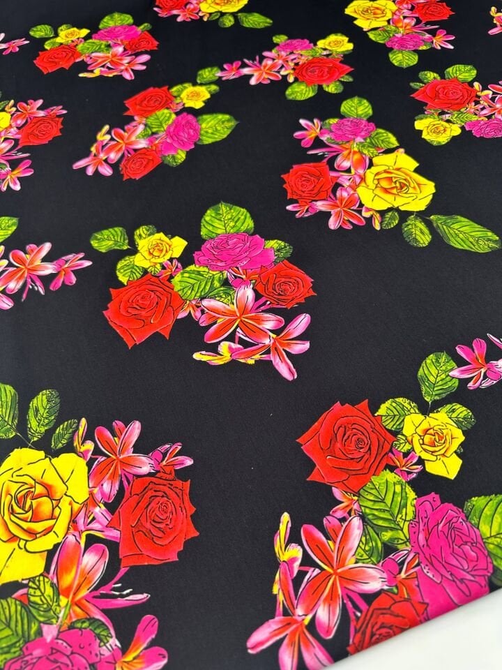 Çiçek Bahçesi Desen Dijital Baskı Elbise Etek Gömlek Şalvar