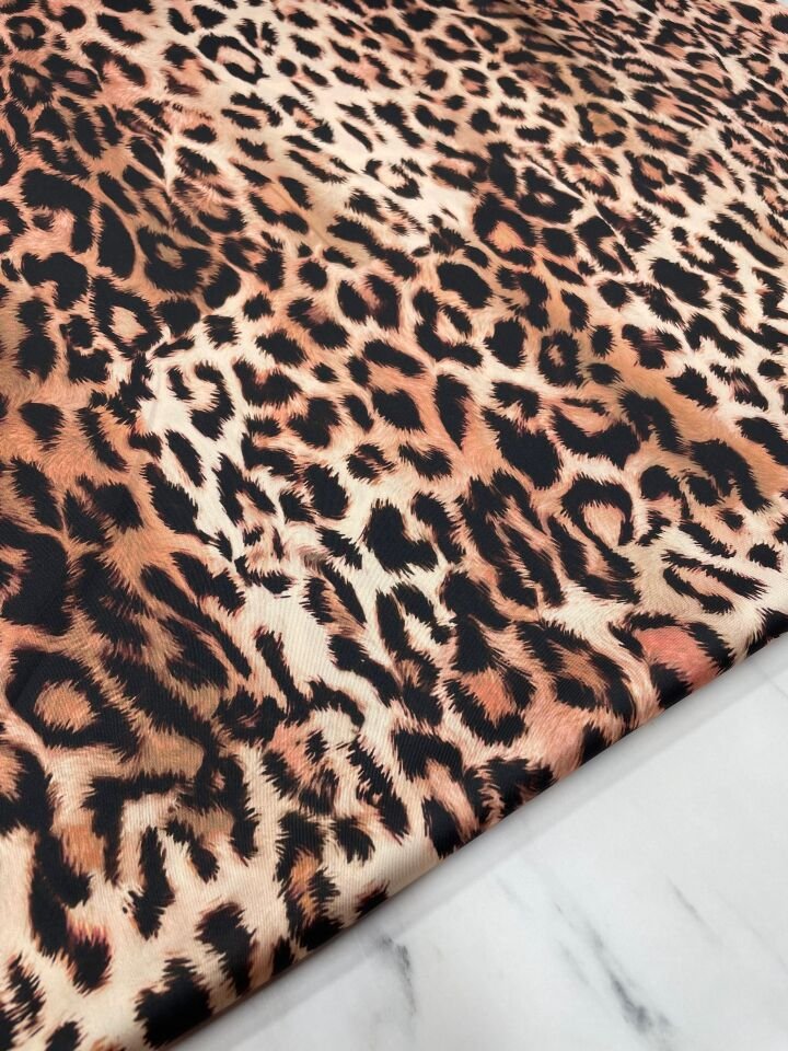 Leopar Desen Elbiselik Gömleklik Tivil Saten Kumaş