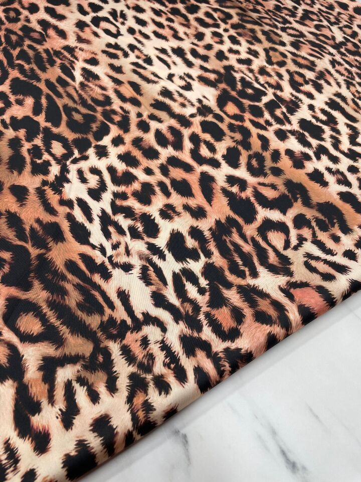 Leopar Desen Elbiselik Gömleklik Tivil Saten Kumaş