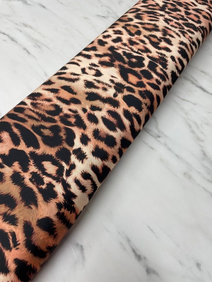 Leopar Desen Elbiselik Gömleklik Tivil Saten Kumaş