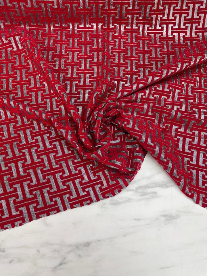 Desenli Kabartma Flok Elbiselik Abiyelik Şifon Kumaş