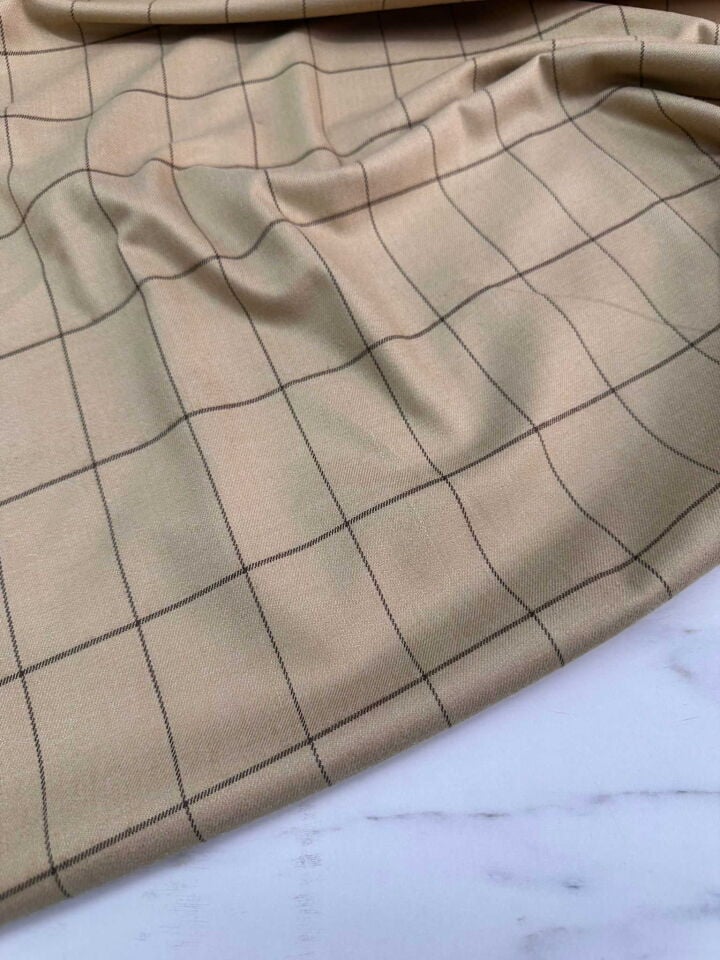 Ekose Desen Likralı Poliviskon Etek Ceket Elbise Pantolon