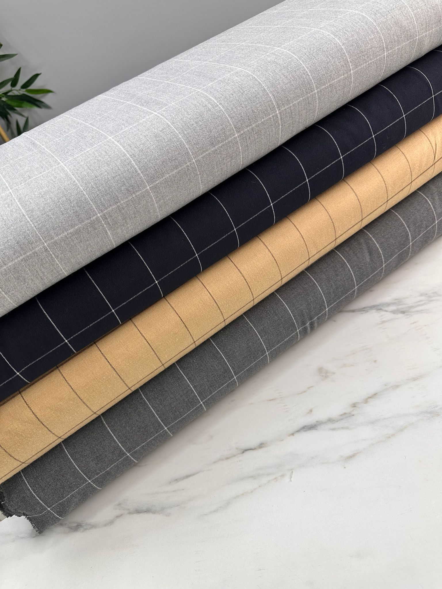 Ekose Desen Likralı Poliviskon Etek Ceket Elbise Pantolon