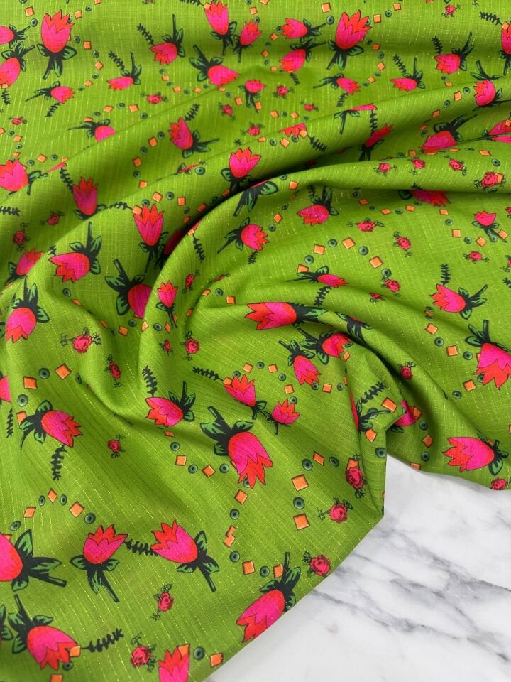 Türkmen Desen Simli Dijital Baskı Keten Elbise Etek Gömlek Ceket Şalvar