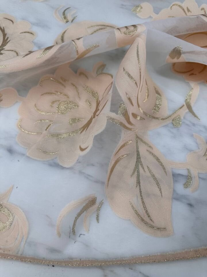 Gül Desen  Varak Kablama Organize Elbise Gömlek Abaya