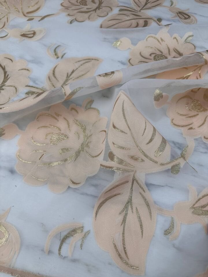 Gül Desen  Varak Kablama Organize Elbise Gömlek Abaya