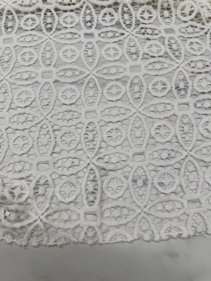 Beyaz renk kabartma Koton Dantel Elbise Etek