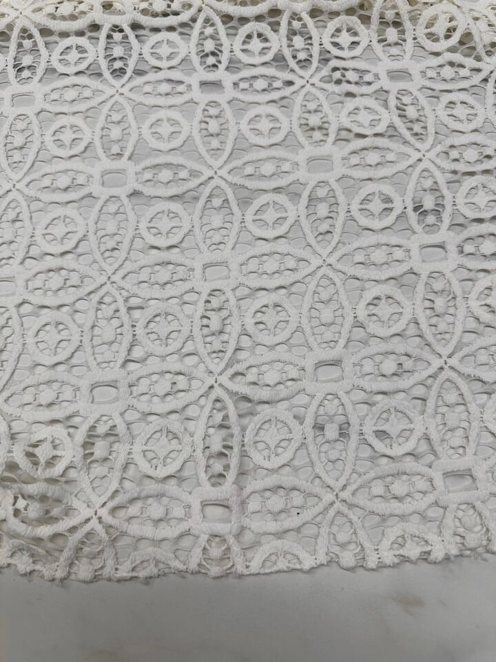Beyaz renk kabartma Koton Dantel Elbise Etek