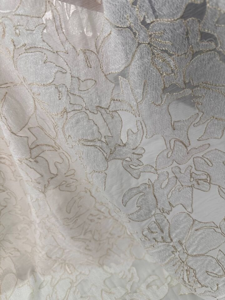 Gül Desen  Kesme Organize Elbise Gömlek Abaya