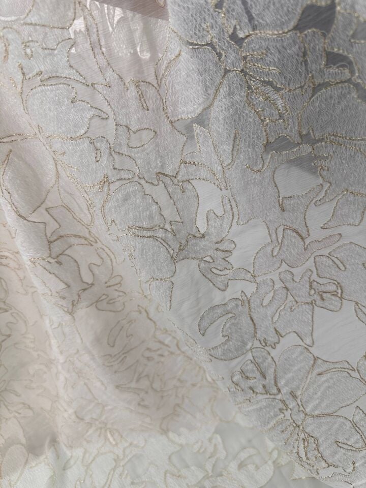 Gül Desen  Kesme Organize Elbise Gömlek Abaya
