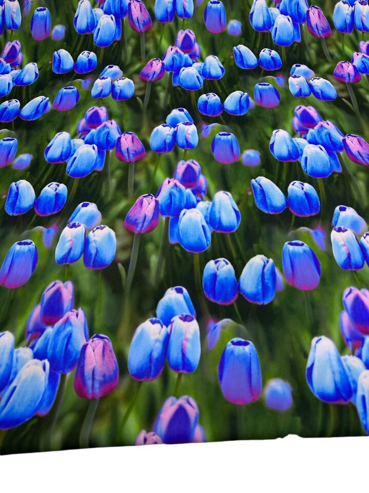 Mavi Lale Desen Elbiselik Gömleklik Krep Kumaş