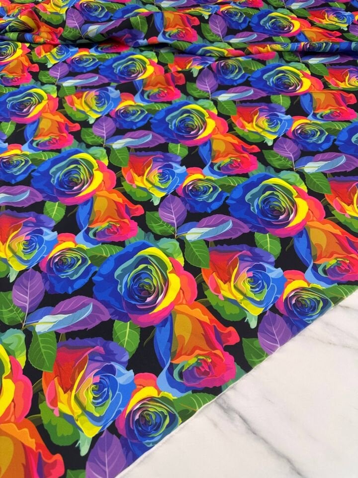 Sulıboya Desen Krep Kumaş Elbise Etek Gömlek Şalvar