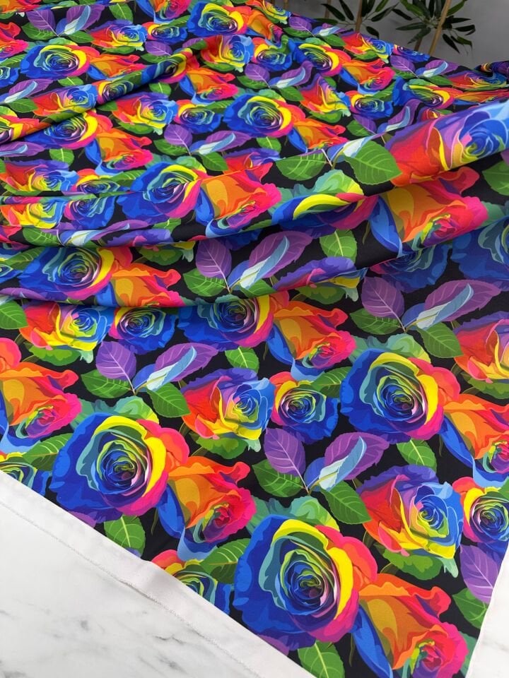 Sulıboya Desen Krep Kumaş Elbise Etek Gömlek Şalvar