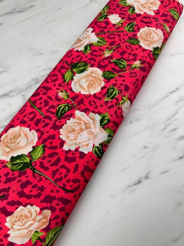 Güllü Desen Krep Kumaş Elbise Etek Gömlek Şalvar Tunik