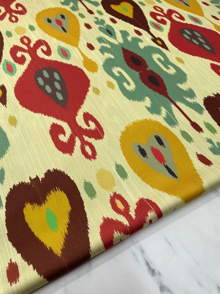 İkatlı Desen Elbiselik Gömleklik Tivil Saten Kumaş