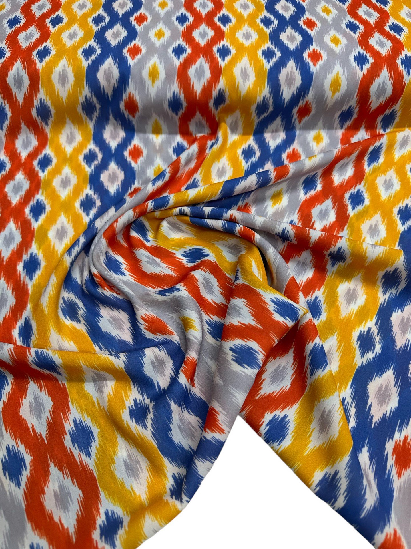 Renkli İkat Desen Elbiselik Gömleklik Krep Kumaş