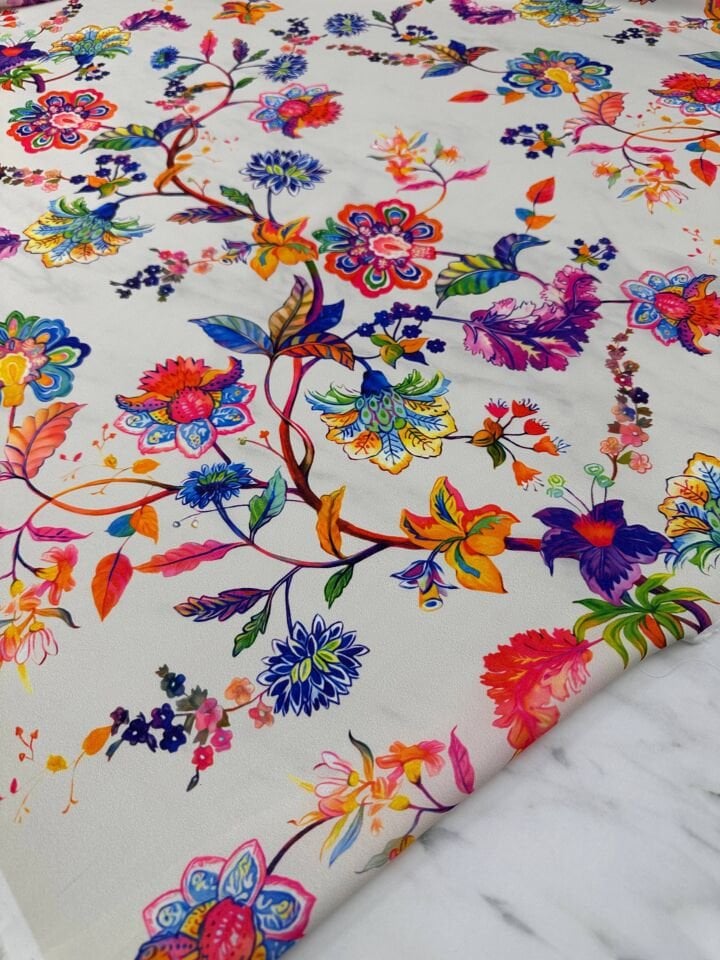 Evaro Desen Krep Kumaş Elbise Gömlek Etek Şalvar