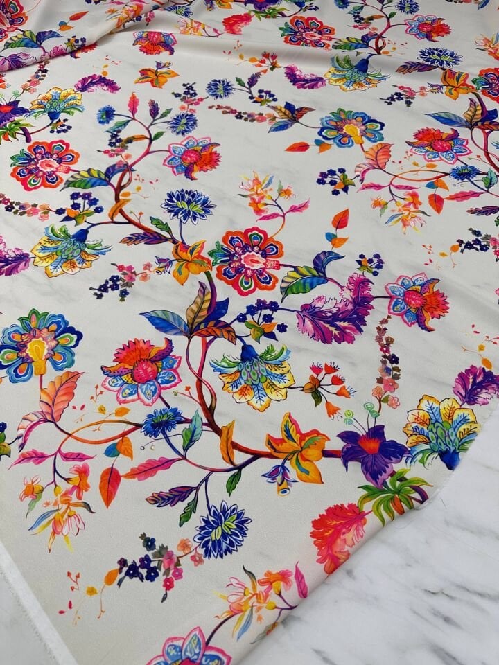 Evaro Desen Krep Kumaş Elbise Gömlek Etek Şalvar