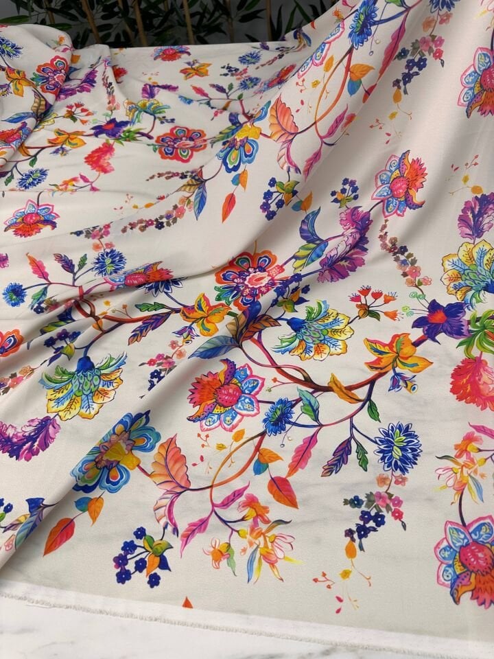 Evaro Desen Krep Kumaş Elbise Gömlek Etek Şalvar