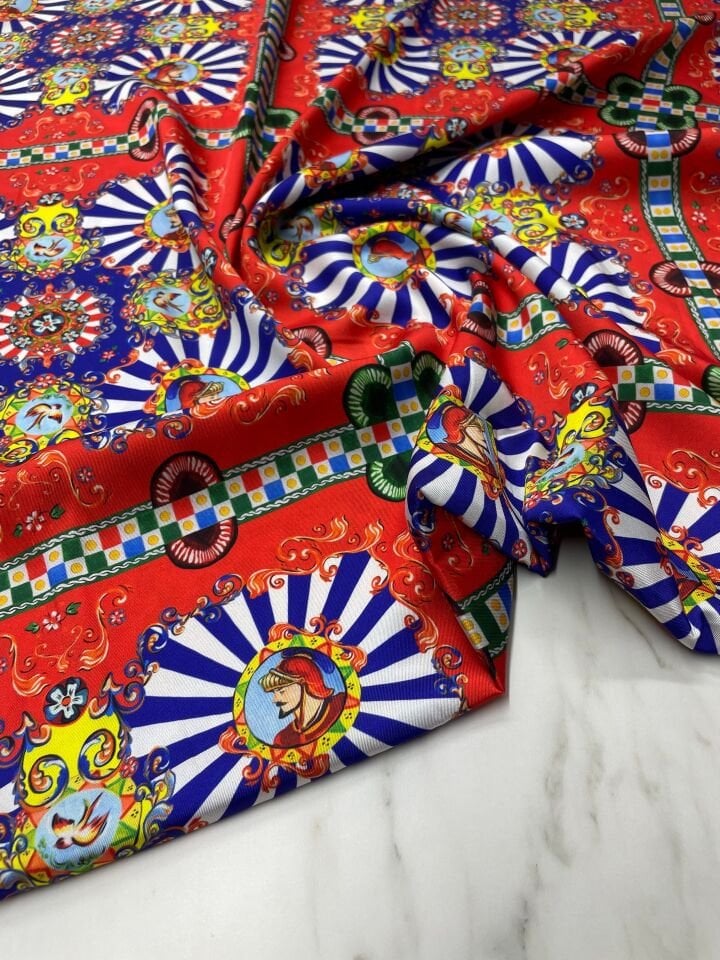 Osmalı Desen Elbiselik Gömleklik Tivil Saten Kumaş