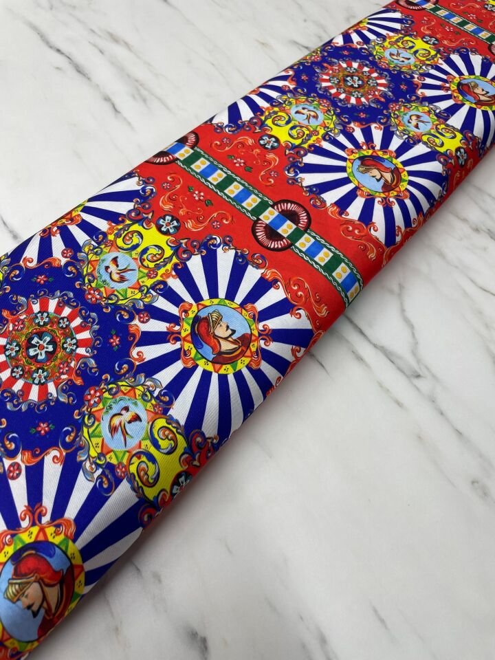 Osmalı Desen Elbiselik Gömleklik Tivil Saten Kumaş