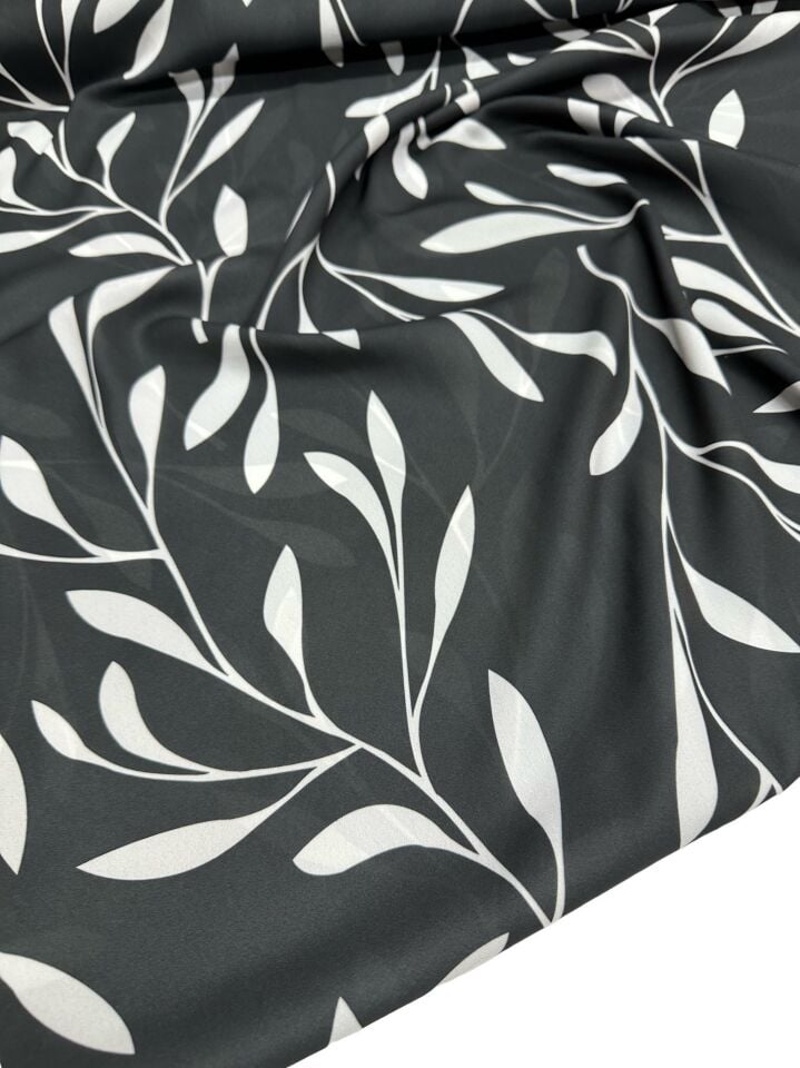 Yaprak Desen Elbiselik Gömleklik Krep Kumaş