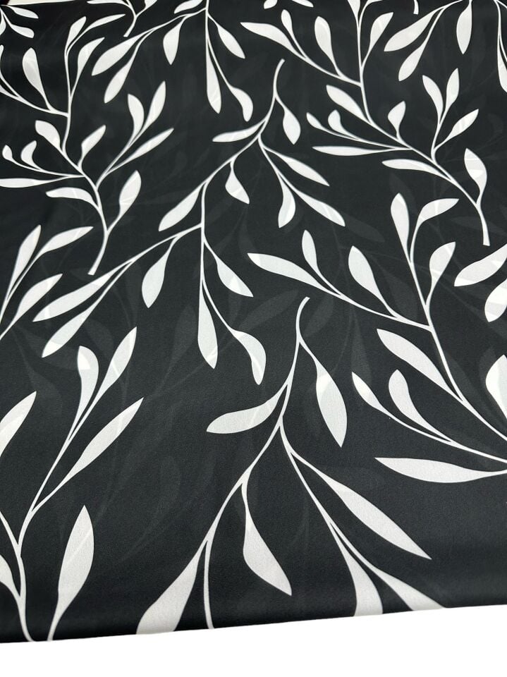 Yaprak Desen Elbiselik Gömleklik Krep Kumaş