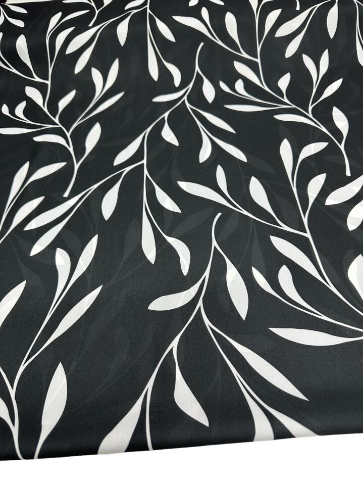 Yaprak Desen Elbiselik Gömleklik Krep Kumaş