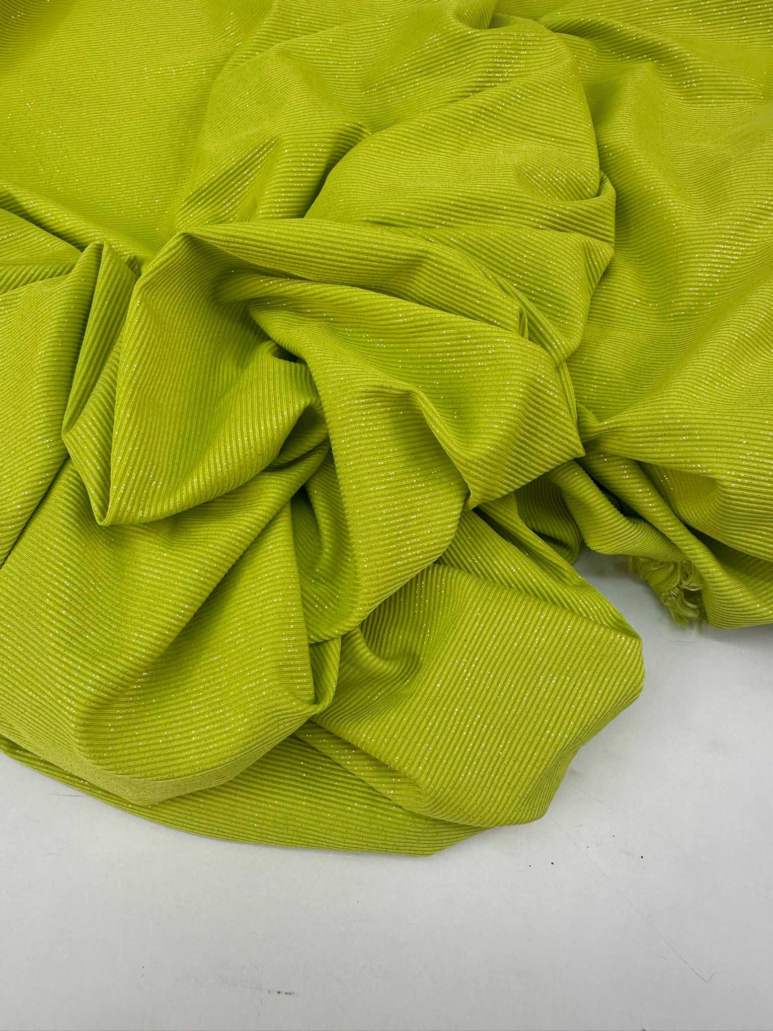 Yag Yeşili Simli Örme Kumaş