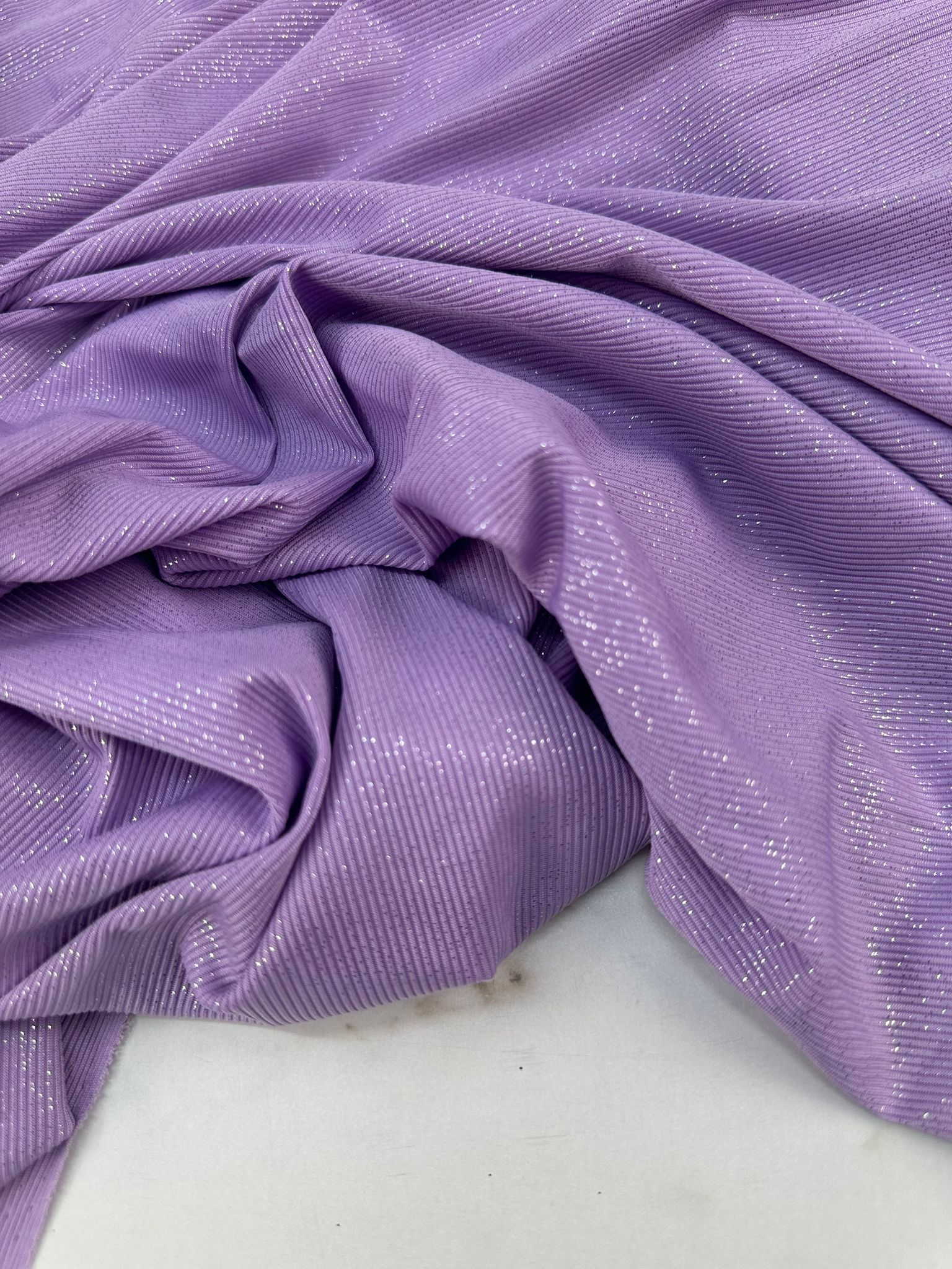 Lila Renk Örme Simli Kumaş
