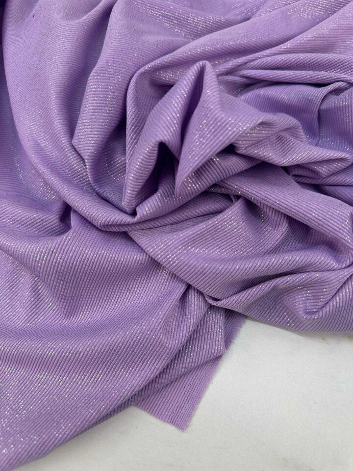 Lila Renk Örme Simli Kumaş