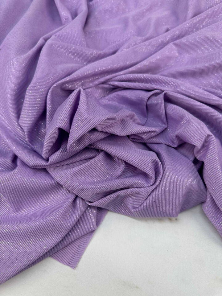 Lila Renk Örme Simli Kumaş