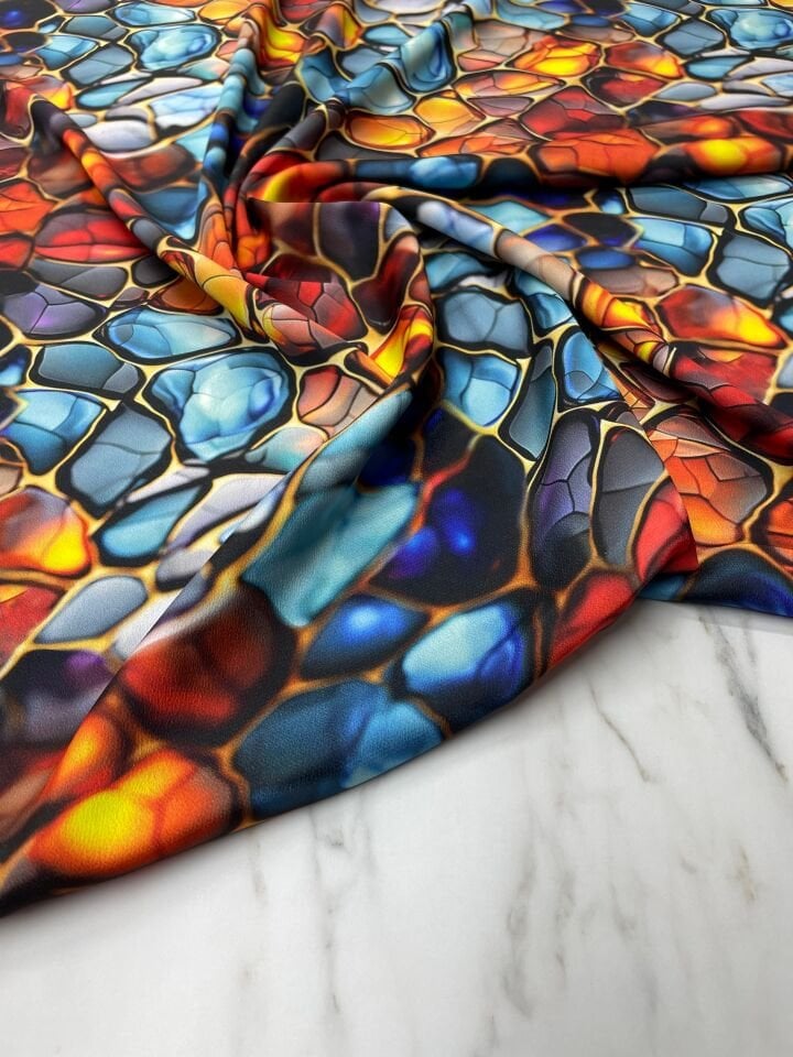 Kristal Desen Elbiselik Gömleklik Tivil Saten Kumaş