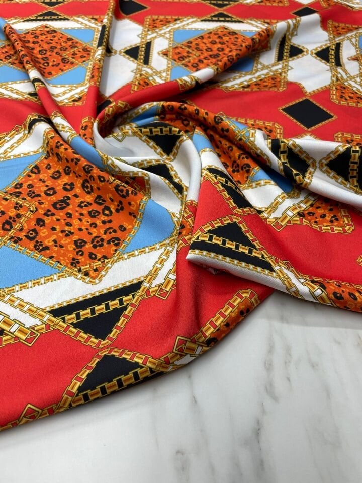 Marsilya Desen Elbiselik Gömleklik Tivil Saten Kumaş