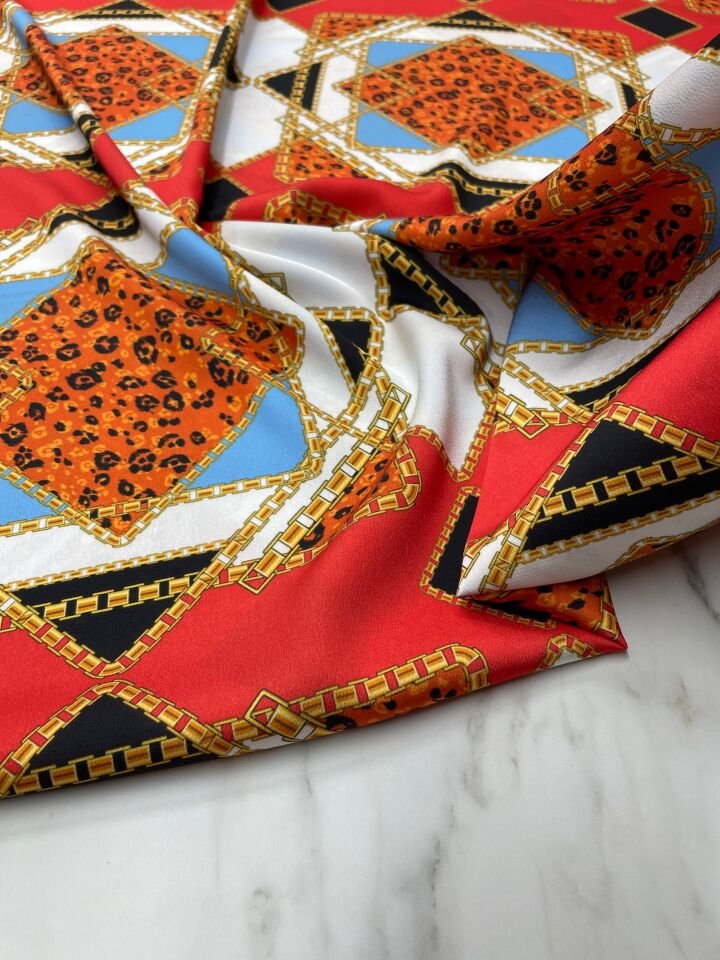 Marsilya Desen Elbiselik Gömleklik Tivil Saten Kumaş